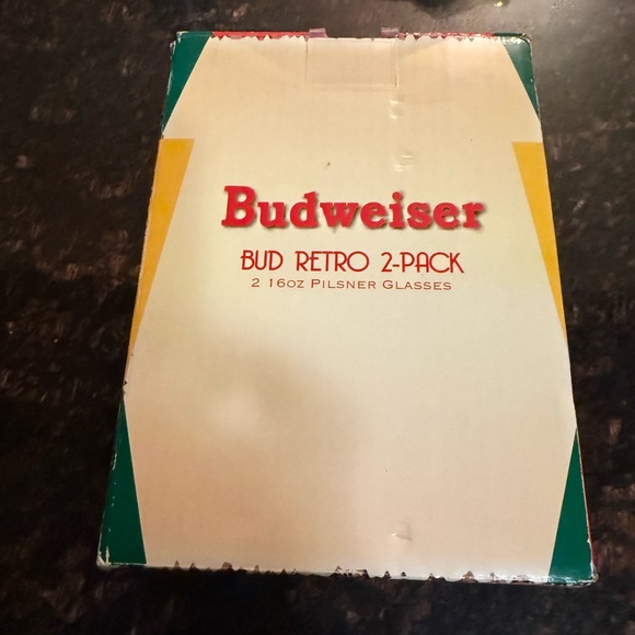 Budweiser Bud Retro 2-Pack 16 oz Pilsner Glasses Vintage 1947 & 1957 Logos